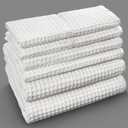 Softerry European Waffle Weave Bath Towel Set of 8-100% Organic Cotton - Quick Dry Lint Free Thin and Absorbent - Fade Resistant - Eco-Friendly (White)