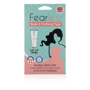 Fearless Tape - Fashion Tape Double Sided for Clothing Body & Dresses (50 Strips) | Clear Fabric Tape for Clothes Skin | Adhesive Body Tape All Day Hold