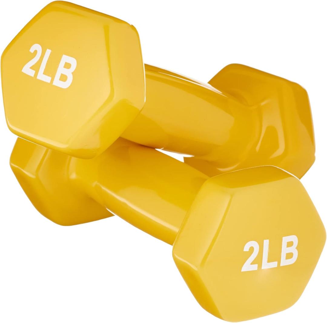 Amazon Basics Vinyl Coated Dumbbell Hand Weights, 2 Pounds, Pair