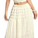 Milumia Women's Ruffle Maxi Skirt Set Spaghetti Strap Cami Top and Skirt Matching Sets 2 Piece Outfit, Size M