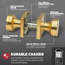 Kwikset Pismo Entry Door Knob with Lock and Key, Secure Keyed Handle Exterior Doorknob, Front Entrance and Bedroom, Satin Brass, Square, Pick Resistant SmartKey Rekey Security, Microban Protection