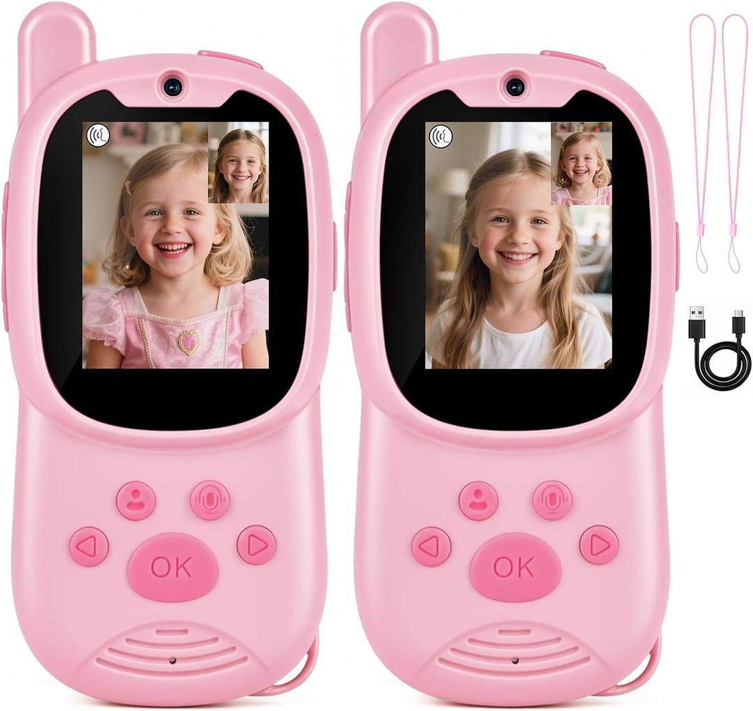 Video Walkie Talkies for Kids, 2 Pack, Pink