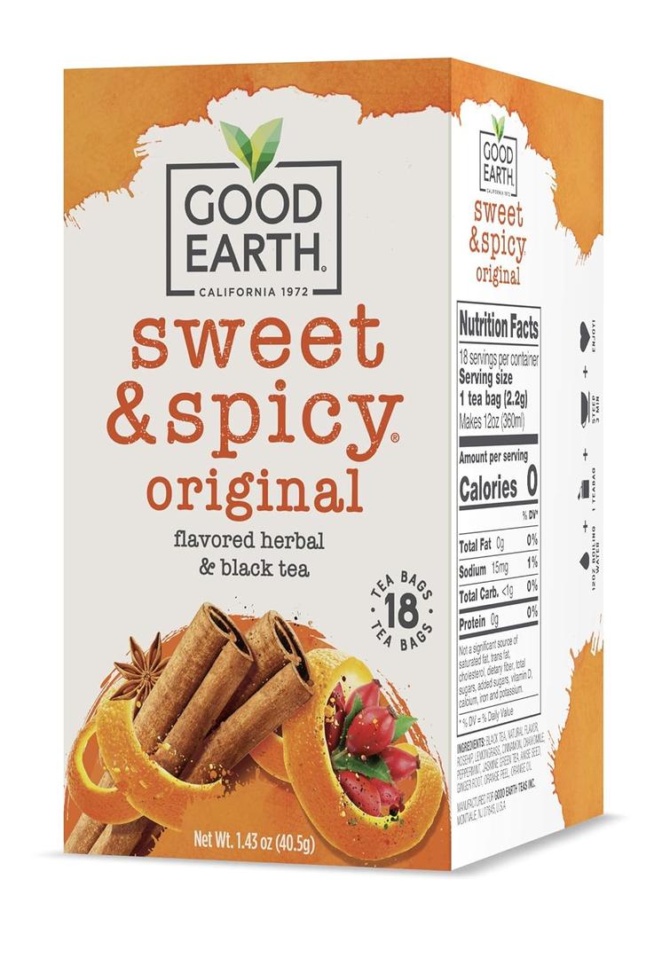 Good Earth Herbal & Black Tea, Sweet & Spicy, 18 Tea Bags (EXP 01/01/28)