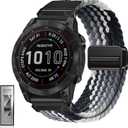 Yeahxing Quickfit 26mm Watch Band - Compatible with Garmin Fenix 8 51mm/ 7X/ 6X/ 5X, Magnetic Clasp Braided Stretchy Nylon Sport Strap for Men and Women