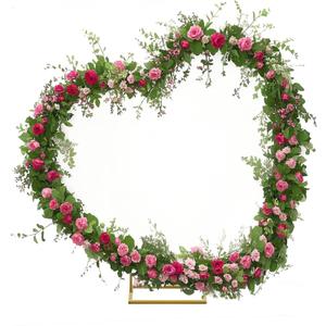 Tilted Heart Shape Wedding Metal Arch Backdrop Gold Flower Balloon Arbors Stand for Wedding Birthday Party, Graduation Decorations and Baby Shower 2x2M