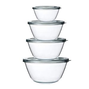 M MCIRCO Glass Mixing Bowls with Lids, 4 Packs Glass Bowl Set, Nesting Bowls for Meal Prep, Food Storage, Bowls For Cooking, Baking, BPA-Free, 0.8/1.7/2.9/4.8 Qt