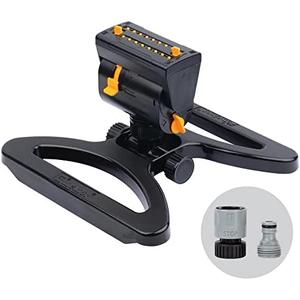 Melnor 65131AMZ MiniMax Turbo Oscillator Sprinkler, 4000 sq. ft., 4-Way Adjustable, Quick Connect Bundle, Black, Yellow
