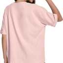 Womens Oversized T Shirts Crewneck Rolled Short Sleeve Tops Summer Casual Basic Workout Tee Shirts (Pink, S)