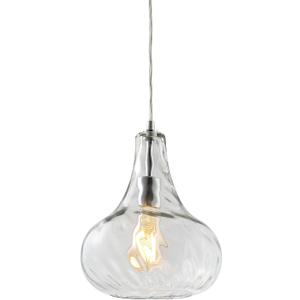 JONATHAN Y 9" Chrome 1-Light Metal and Glass Schoolhouse Pendant Light, Adjustable Height Twirled Teardrop Silhouette for Kitchen Island, UL Listed, LED Bulb Included JYL3519A