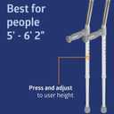 Medline Aluminum Forearm Crutches, Adult, Cuff Size 4", Pack of 2