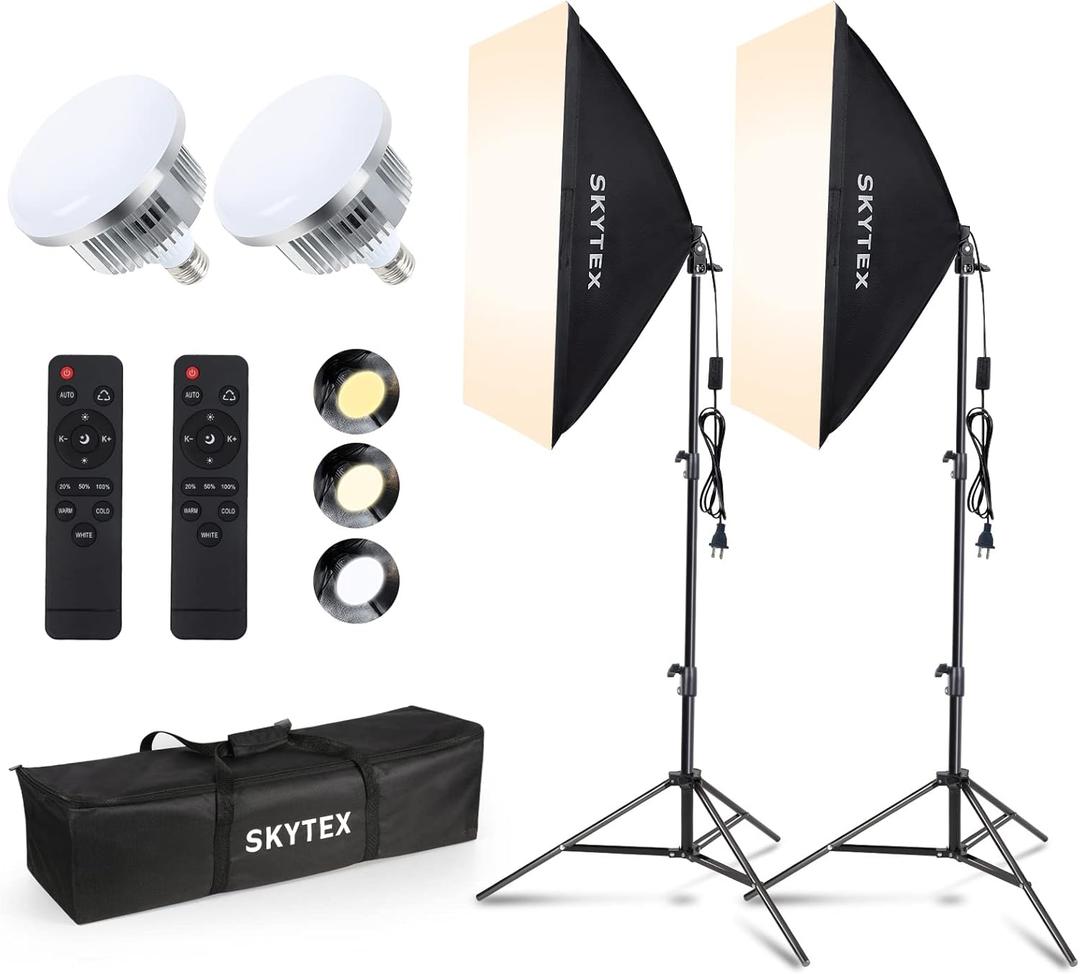 Skytex Softbox Lighting Kit (2Pack), 20x28in Soft Box | 85W 2700-6400K E27 LED Bulb Continuous Photography Lighting, Photo Studio Lights Equipment for Camera Shooting, Video Recording