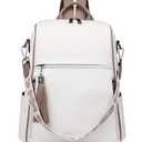 FADEON Leather Backpack Purse for Women Designer Travel Backpack Purses PU Fashion Ladies Shoulder Bag with Tassel White