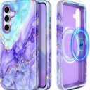 Casetego for Galaxy S25 FE Case, Compatible with MagSafe,[Military Grade Drop Test] Full Body Protection Slim Shockproof Rugged Marble Women Case for Samsung Galaxy S25 FE 6.7 inch, Cobalt Violet
