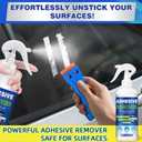Adhesive Remover, 300ml Sticker Remover Spray with Plastic Scraper, Glue Remover for Windows, Glass, Plastic, Carpet, Rapidly Removes Stickers, Glue, Tape, Residue, Labels Remover, Car Sticker Remover
