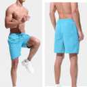 UIQUR Men's Swim Trunks Board Shorts Quick Dry Bathing Suits with Mesh Lining Pockets 7 Inch Inseam Beach Swimwear (Blue, S)