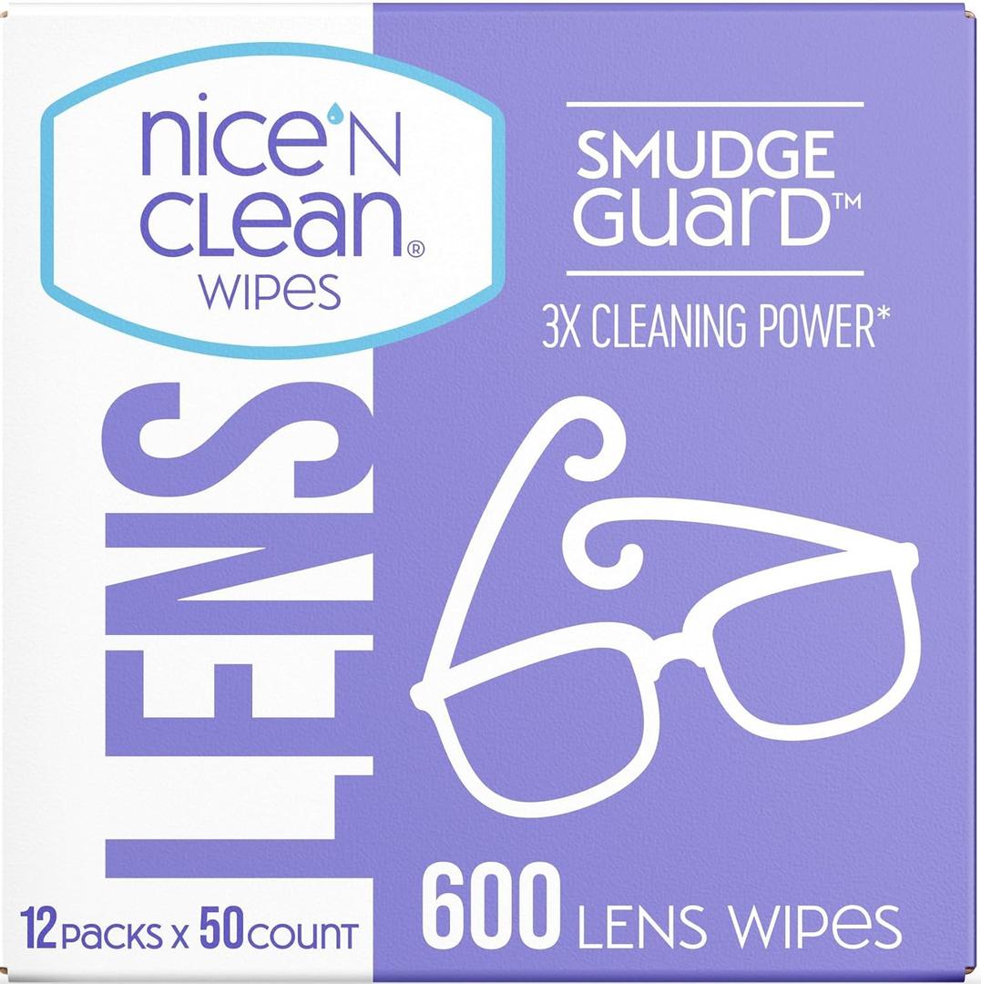 Nice 'N CLEAN SmudgeGuard Lens Wipes (600 Total Wipes) | IndividuallyWrapped, PreMoistened, AmmoniaFree Lenses Wipes | Lens Cleaning Wipes for Eyeglasses, Camera Lens, Goggles, Sunglasses