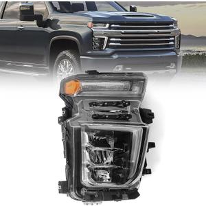 LED Headlight Assembly Compatible with Chevy Silverado 2500HD 3500HD 2020 2021 2022 2023 (ONLY FOR LED MODEL) Factory Replacement Head Light Lamp Right Passenger Side 84738619 GM2503505