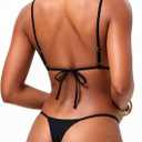 SherryDC Womens Sexy Studded Bikini Set Bandeau Cheeky High Cut Thong 2 Piece Swimsuits (Black, M)