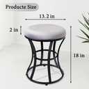 Vanity Stool, Grey Stools for Makeup Room, Round Ottoman Foot Stool, Velvet Footrest Vanity Chair for Bathroom, Bedroom, Living Room Furniture, Entryway, Offices