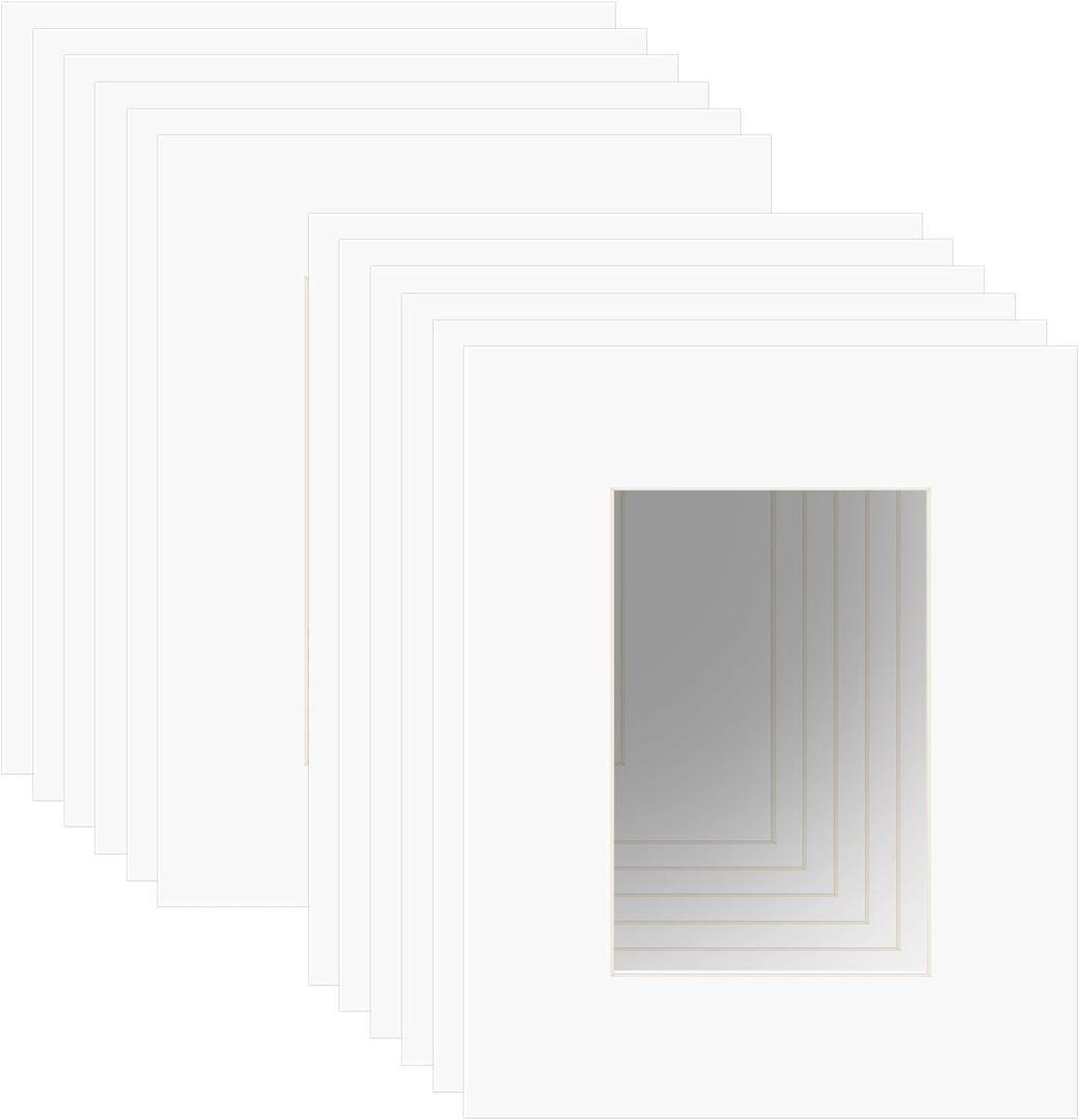 ZBEIVAN White 8x10 Picture Frame Mats with Core Bevel Cut Frame Mattes for 4x6 Photos Artworks and Prints, Pack of 12