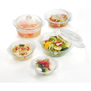 Glass Food Storage Containers with Lids, 5-Piece Nesting Bowl Set, Microwave Safe Bakeware Serving, Cooking, Microwave and Dishwasher Safe Bakeware-0.7L+1L+1.5L+2L+2.5L Glass Food Storage Containers with Lids, 5-Piece Nesting Bowl Set, Microwave Safe Bakeware Serving, Cooking, Microwave and Dishwasher Safe Bakeware-0.7L+1L+1.5L+2L+2.5L