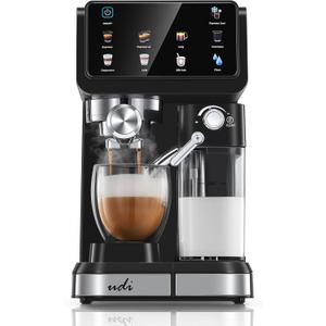UDI 20 Bar Espresso Machine, 9-in-1 Coffee Maker | Automatic Milk Frother, One-Touch Cappuccino Latte Macchiato Americano Iced Espresso, Self-Cleaning Function for Home Use
