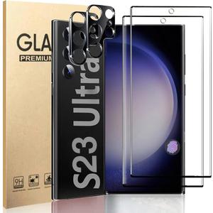 [2+2 Pack] for Samsung Galaxy S23 Ultra 5G Screen Protector Tempered Glass Camera Lens Protector,Touch Sensitive,Fingerprint Support,9H
