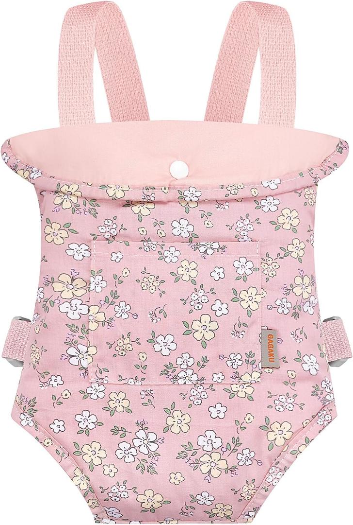 Gagaku Doll Carrier for Toddlers & Kids - Reborn Baby Doll Accessories in Pink (Pear Flowers)