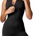 YEOREO Women Sleeveless Workout Jumpsuit Zip Up Romper Bottom Shorts Bodysuit Bodycon Sexy One Piece, XL