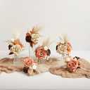 Ling's moment Artificial Flowers Centerpieces Mini Bridesmaid Bouquets Set of 6 Pre-Made Lilac Small Floral Wedding Centerpieces (Brown & Rust)…