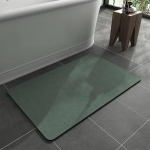 MontVoo -Bath Mat Rug-Rubber Backing Non Slip Quick Dry Absorbent Thin Bathroom Rugs Fit Under Door-Faux Suede Surface Bathroom Floor Mats-Shower Rug for in Front of Bathtub Shower Green 16"x24"