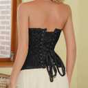 Alivila.Y Fashion Womens Lace Up Corset Top Overbust Body Shaper Bustier Corsets for Women (Black)5X-Large, Black Jacquard