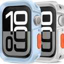 Amizee 2 Pack Rugged Case Compatible with Apple Watch Case Series 11/10 42mm, Soft TPU Shockproof Bumper Drop Proof Protective Cover for iWatch (Light Blue/Clear)