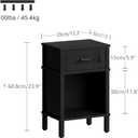 Farmhouse Nightstand with Drawer, Small Wood Side Table, Wooden Bedroom Nightstand, Wood Night Stand, Black Bedside Table with Storage, Black End Table for Living Room LET512B