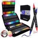 Artecho Acrylic Paint Markers 72 Colors with Bag, Acrylic Paint Pens with Brush Tip and Fine Tip for Stone, Rock Painting, Paper, Pumpkin, Wood, Egg, Canvas, Ceramic, Fabric, leather, Glass