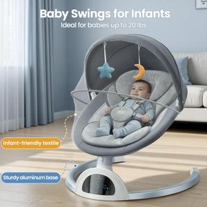 Electric Baby Swing and Portable Bluetooth Infants Swing with Music Speaker, 5 Sway Speeds, 3 Seat Positions, and Remote Control for Indoor Use Boy Girl