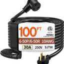 100FT 30 Amp 10 Gauge 3 Prong Welder Extension Cord, NEMA 6-50P to NEMA 6-50R, Heavy Duty 250V Welding Extension Cable for Lincoln, Plasma, Miller, SJTW, ETL Listed