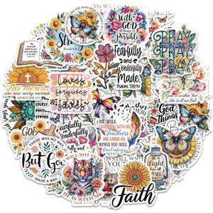 100Pcs Christian Stickers - Bible Verse & Jesus Quotes | Faith Stickers for Scrapbook Journaling, Prayer Boards, Bible Study Supplies Christian Easter Gifts Vision Board Supplies