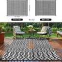 Outdoor Patio Plastic Straw Rug - 9x12 ft Outdoor Camping Rug Waterproof Reversible, Area Carpet Patios Clearance RV, Outside Porch Balcony Deck for Camper, Black & White