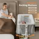 VaVaSoo Electric Rocking Bassinet for Baby 3 Speeds Automatic Bedside Sleeper Auto Rolling Newborn Cradle Rocks Itself 5 Height Adjustable with Music, Wheels, Storage, Grey & White, Crib
