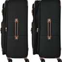 London Fog Nottingham 29 Inch Expandable Spinner Softside Suitcase, Black Chestnut, 19x12x29 inches