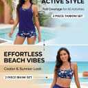 Yonique 3 Piece Womens Tankini Swimsuits with Shorts Athletic Bathing Suits Tank Tops with Bra and Boyshorts (Purple, M)