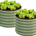 2PCS 2x2x1.5FT Galvanized Raised Garden Bed Kit,Vegetable Boxes-Round Metal Flower Box,Large Planter Raised Beds Outdoor Garden for Planting,Fruit,Herb-Green 0.8mm