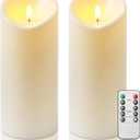 Homemory 4"x9" Outdoor Waterproof Flameless Candles with Timers and Remote Control, Battery Operated Candles, LED Plastic Candles, Ivory White, Set of 2