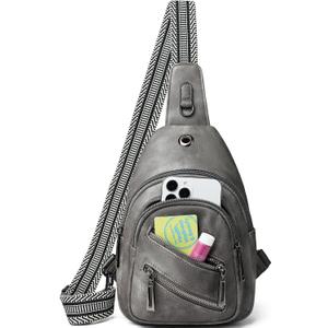 7L Sling Bag For Women Faux Leather Anti Theft Small Casual Daypack Backpack Fanny Pack Crossbody Chest Bags Purse Waterproof Dark Grey