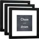 DEKWINN 8x8 Picture Frame Set of 3 with Real Glass for Pictures 5x5 with Mat or 8x8 Without Mat, Wall Gallery or Tabletop display Photo Frames in Black