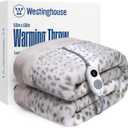 Westinghouse Heated Throw Blanket, Grey Leopard Electric Throw Blanket, Luxury Faux Fur to Flannel Reversible, 6 Heating Levels & 2-10 Hours Time Setting, Machine Washable(Throw, 50"x60")