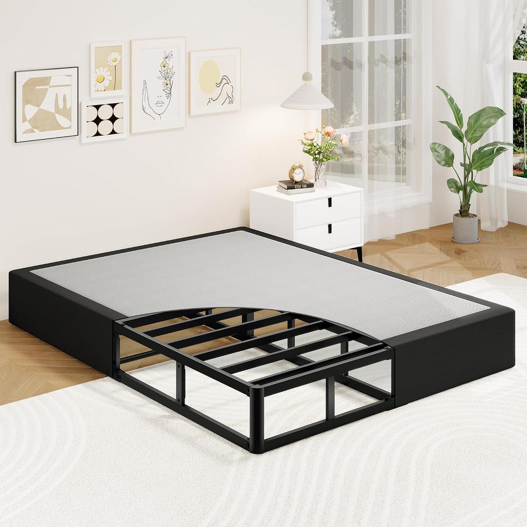 Awesofurni Full Size Box Spring, 10 Inch High Profile Full Box Spring Only, Black 3000 lbs Heavy Duty Metal Frame Mattress Foundation with Fabric Cover, Easy Assembly-Noise Free