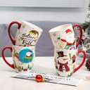 Topadorn Christmas Mugs Set of 4, Festive Coffee Cups with Handle, 18 oz Ceramic Coffee Cups - Gift for Family and Friends, Ideal for Holiday Party, Hot Chocolate, Tea