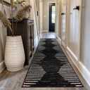Rugshop Bohemian Stripe Stain Resistant High Traffic Living Room Kitchen Bedroom Dining Home Office Runner Rug 2'7" x 10' Black